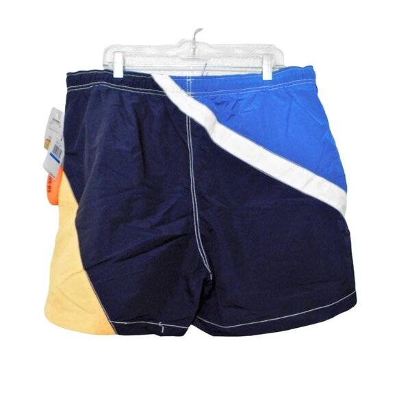 Nautica Swim Shorts XL Blue Yellow Elastic Waist Mesh Lining Drawstring NEW - Picture 3 of 4